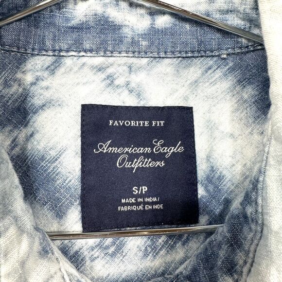 American Eagle Pearl Button Western Acid Wash Tie Dye Denim Women's Small - Picture 2 of 6